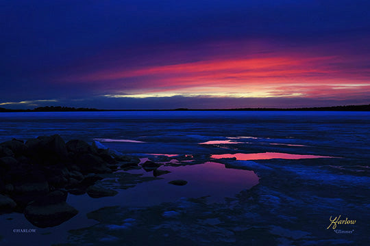 "Glimmer" New season transition sunset picture. Crystal - Acrylic print