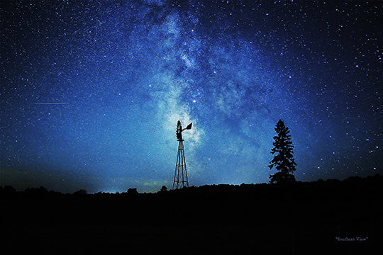"Southern View" Windmill against Milky Way night picture. Crystal - Acrylic print