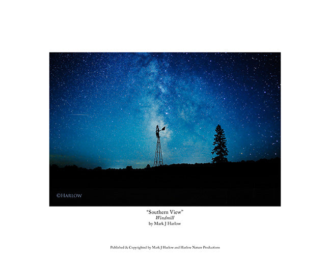 "Southern View" Windmill Milky Way Picture - Unique - Print