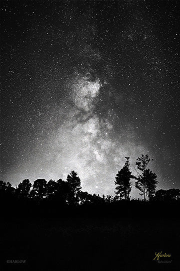 "Beholders" Unique Milky Way picture in black and white - Crystal acrylic print