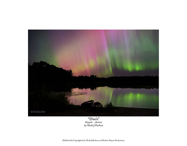 "Duo's" Famous Double Kayaks Aurora Picture - Northern Lights - Print