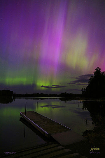 "Dock & Awe" amazing northern lights with dock picture - Crystal acrylic print