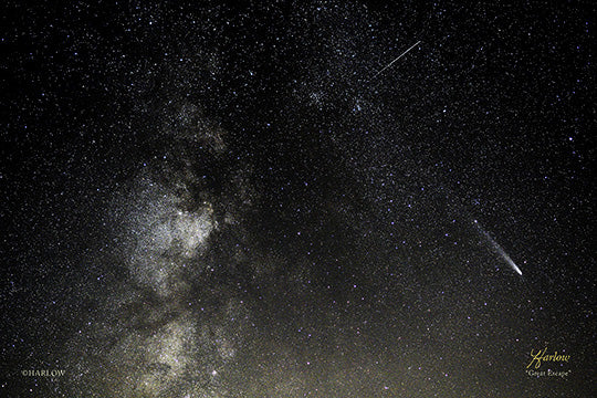 "Great Escape" Comet, meteor and Milky Way picture - Crystal acrylic print