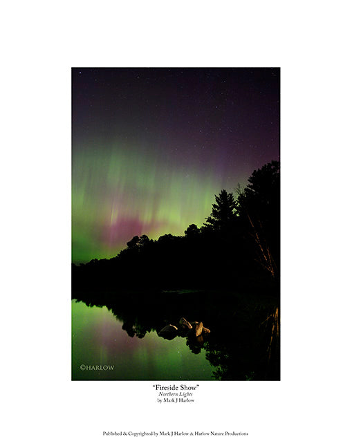 "Fireside Show" Campfire Remote Lake Aurora Picture - Print