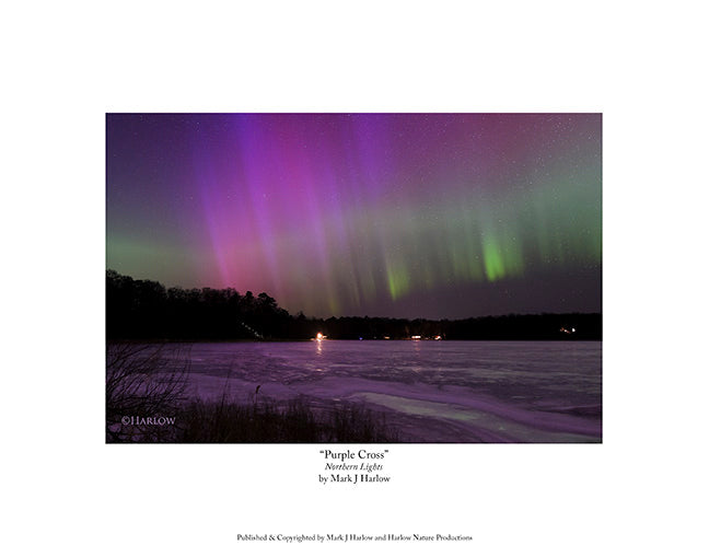 "Purple Cross" Unique Rare Northern Light Print - Picture