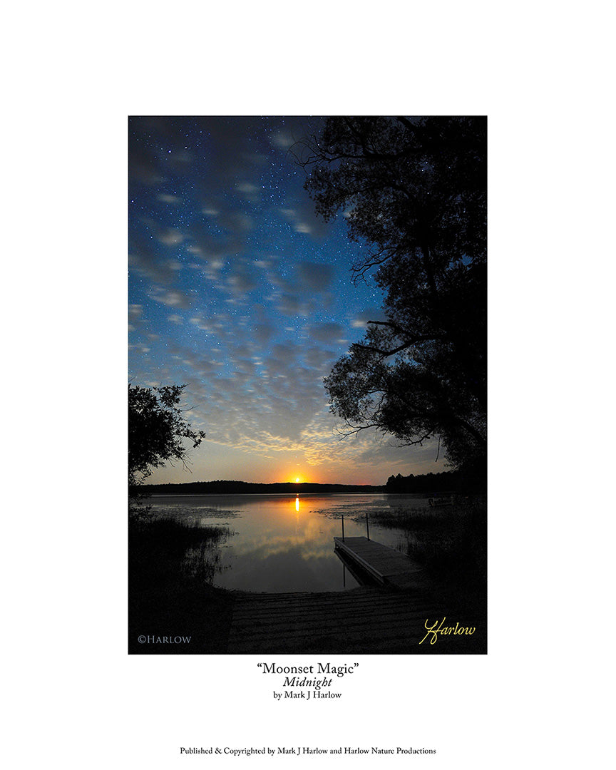 "Moonset Magic" Unique Setting Moon Photo Rare - Print