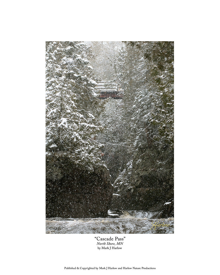 "Cascade Pass" Cascade Falls River Bridge Picture North Shore, MN - Print