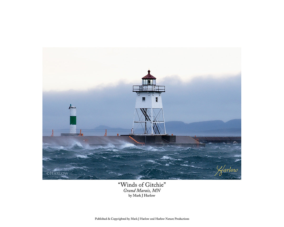"Winds Of Gitchie" Famous Grand Marais Lighthouse Picture - Print