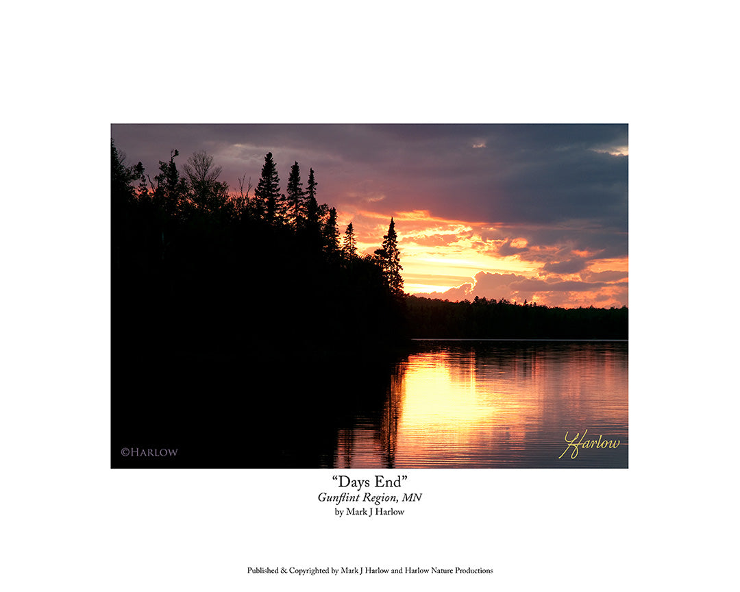 "Days End" Gunflint Region Sunset Picture - Print