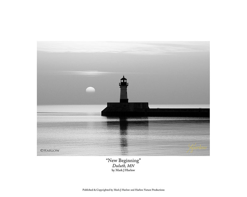 "New Beginning" Duluth Lighthouse Picture B&W Award Winning